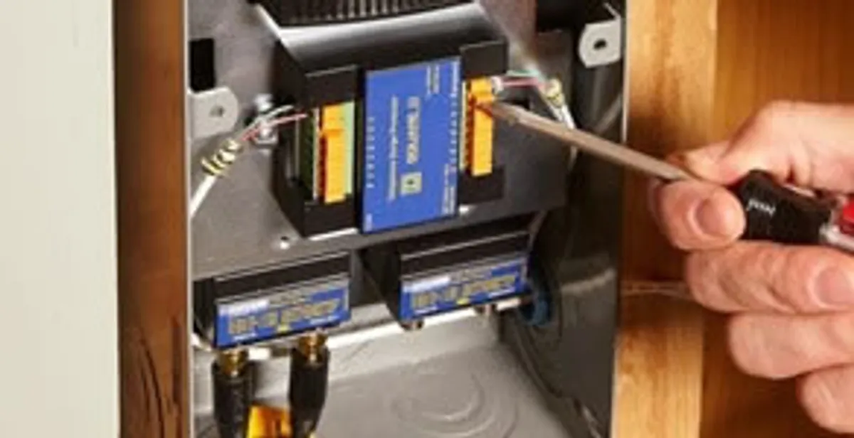 Whole home surge protection device being installed by a licensed electrician to protect electrical systems in Allentown, PA